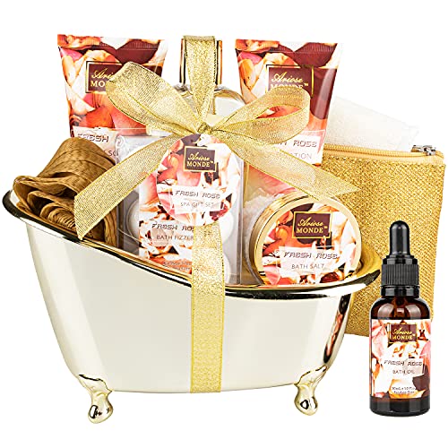 Bath and Body Gift Set for Women & Men, 10 Pcs Spa Gift Basket with Fresh Ros...
