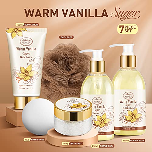 Bath & Shower Spa Basket Gift Set, Warm Vanilla Sugar Scent, with Shower Gel,...
