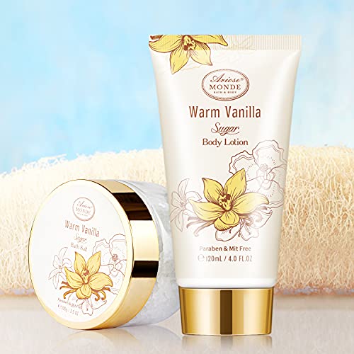 Bath & Shower Spa Basket Gift Set, Warm Vanilla Sugar Scent, with Shower Gel,...