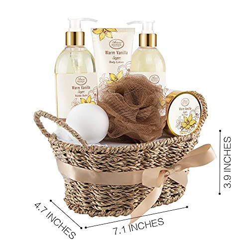 Bath & Shower Spa Basket Gift Set, Warm Vanilla Sugar Scent, with Shower Gel,...