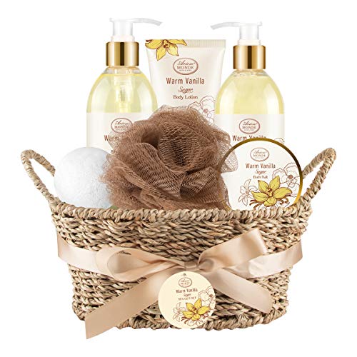 Bath & Shower Spa Basket Gift Set, Warm Vanilla Sugar Scent, with Shower Gel,...