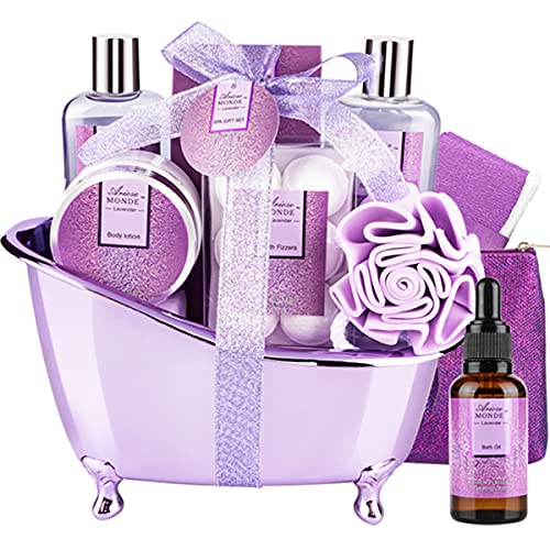 Bath Spa Basket Gift Set, Bath & Body Gift Set for Women, Lavender Scent, Inc...