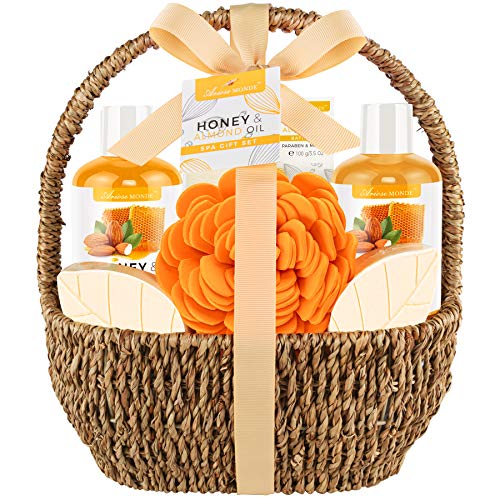 Bath Spa Gift Basket, Honey & Almond Bath & Body Gift Set for Women, Includes...