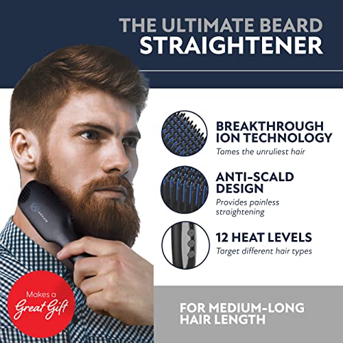 Arkam Deluxe Beard Straightener for Men - Ionic Beard Straightening Comb, Ant...
