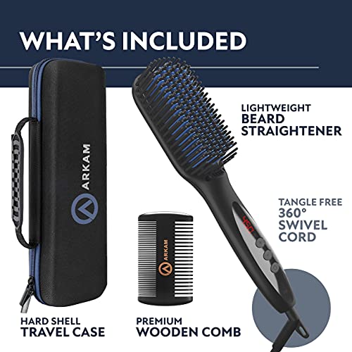 Arkam Deluxe Beard Straightener for Men - Ionic Beard Straightening Comb, Ant...