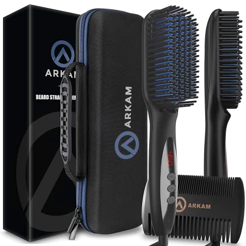 Arkam Deluxe Beard Straightener for Men - Ionic Beard Straightening Comb, Ant...