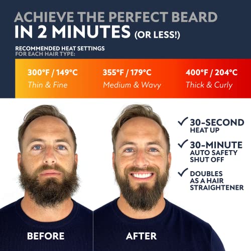 Arkam Premium Beard Straightener for Men - Ionic Technology Heated Beard Brus...