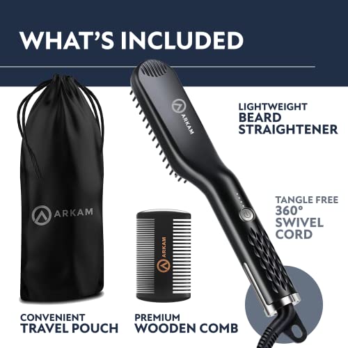 Arkam Premium Beard Straightener for Men - Ionic Technology Heated Beard Brus...