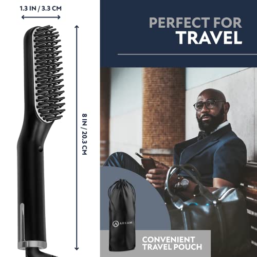 Arkam Premium Beard Straightener for Men - Ionic Technology Heated Beard Brus...
