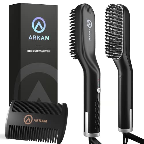 Arkam Premium Beard Straightener for Men - Ionic Technology Heated Beard Brus...