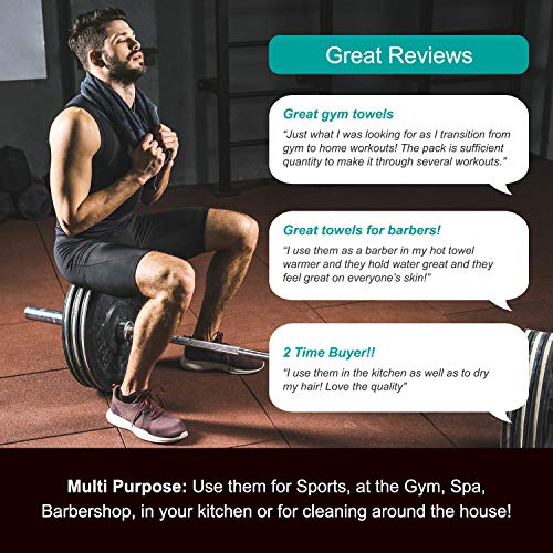 Arkwright Microfiber Hand Towels (16x27, 12 Pack), Perfect Gym Towels for Hom...