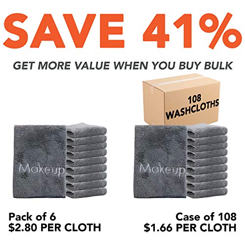 Arkwright Microfiber Makeup Remover Cloths (13x13, 6-Pack, Grey) - Soft Coral...