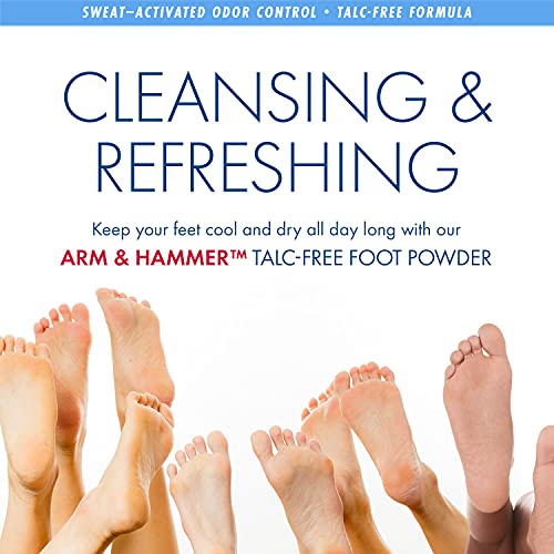 Arm and Hammer Foot Powder for Shoes & Feet, Talc-Free Odor & Moisture Contro...