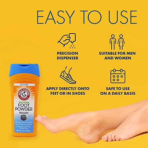 Arm and Hammer Foot Powder for Shoes & Feet, Talc-Free Odor & Moisture Contro...