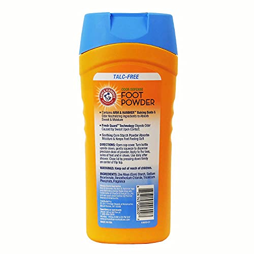 Arm and Hammer Foot Powder for Shoes & Feet, Talc-Free Odor & Moisture Contro...