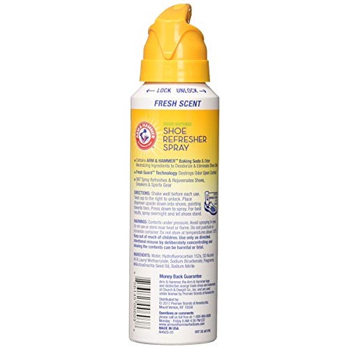 Arm & Hammer Odor Defense Shoe Refresher Spray, Fresh Scent, 4 oz (Pack of 2)
