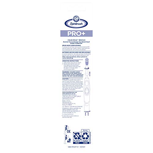 ARM & HAMMER Spinbrush PRO+ Extra White Battery-Operated Toothbrush – Spinbru...