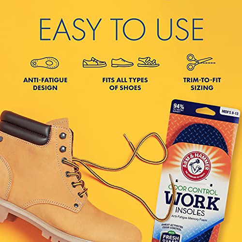 Arm & Hammer Work Insoles for Men and Women, Boot Inserts for Work Boots, Boo...
