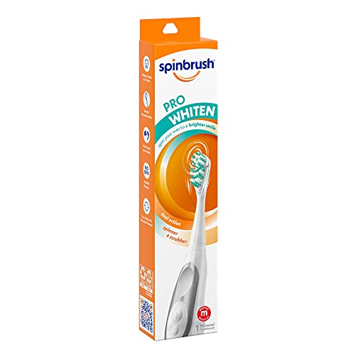 Spinbrush PRO WHITEN Battery Powered Toothbrush, Medium Bristles, 1 Count, Ro...