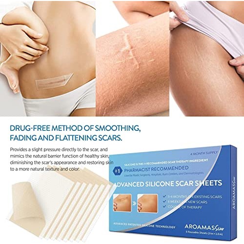 Aroamas Professional Silicone Scar Sheets, Soften and Flattens Scars Resultin...