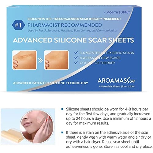 Aroamas Professional Silicone Scar Sheets, Soften and Flattens Scars Resultin...