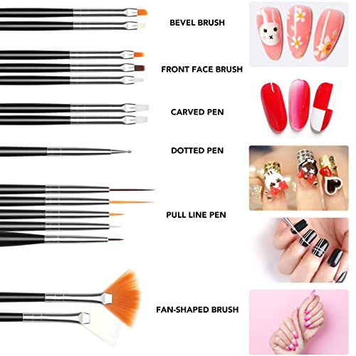 AROIC 42 Pcs Nail Brush Set, Nail Art tool set with Acrylic Nail Brushes UV G...