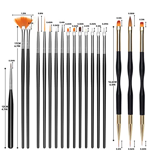 AROIC 42 Pcs Nail Brush Set, Nail Art tool set with Acrylic Nail Brushes UV G...