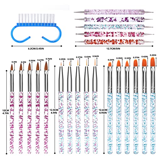 AROIC 42 Pcs Nail Brush Set, Nail Art tool set with Acrylic Nail Brushes UV G...