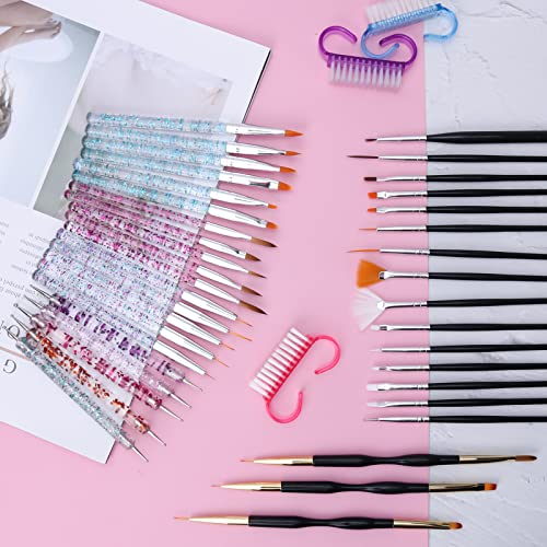 AROIC 42 Pcs Nail Brush Set, Nail Art tool set with Acrylic Nail Brushes UV G...