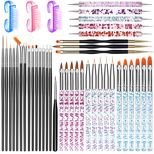 AROIC 42 Pcs Nail Brush Set, Nail Art tool set with Acrylic Nail Brushes UV G...