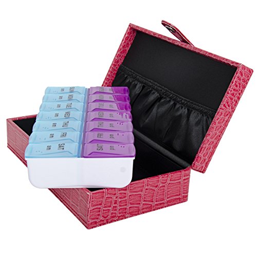 7 Day Crocodile Style Storage Organizer Weekly Travel Pillbox Case