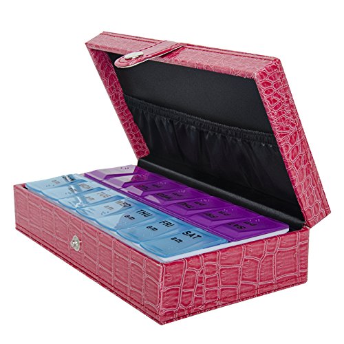 7 Day Crocodile Style Storage Organizer Weekly Travel Pillbox Case
