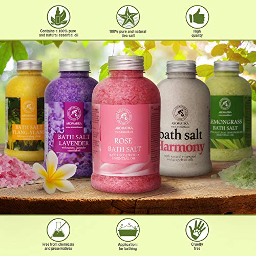 Rose Bath Salts 21.16 Ounces - Natural Rosewood Oil & Rose Extract - Best for...