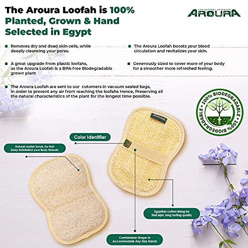 Aroura Egyptian Natural Loofah Pads- Natural Lofa Sponges with Flexible Fiber...