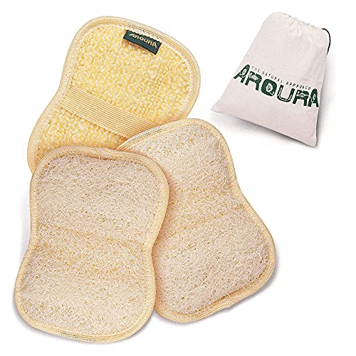 Aroura Egyptian Natural Loofah Pads- Natural Lofa Sponges with Flexible Fiber...