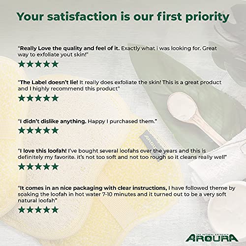 Aroura Egyptian Natural Loofah Pads- Natural Lofa Sponges with Flexible Fiber...