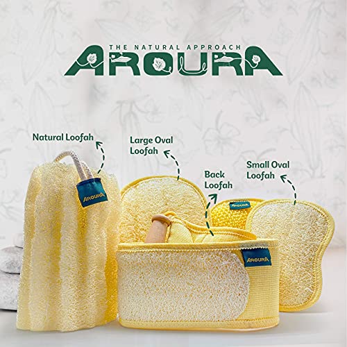 Aroura Egyptian Natural Loofah Pads- Natural Lofa Sponges with Flexible Fiber...