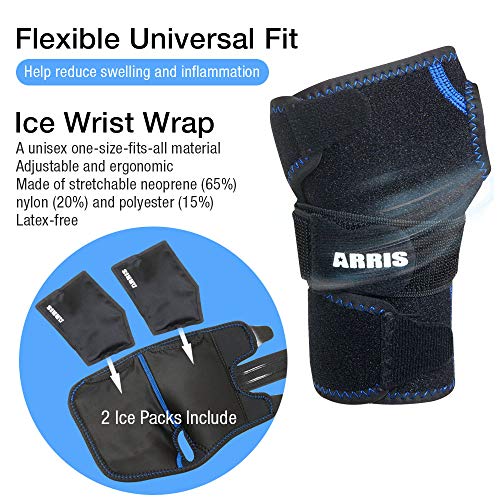 Wrist Ice Pack Wrap - Hand Support Brace with Reusable Gel Pack / Hot Cold Th...