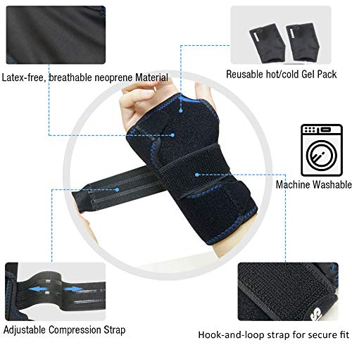Wrist Ice Pack Wrap - Hand Support Brace with Reusable Gel Pack / Hot Cold Th...