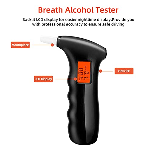 Portable Alcohol Tester, Professional Breathalyzer Digital LCD Display Auto P...