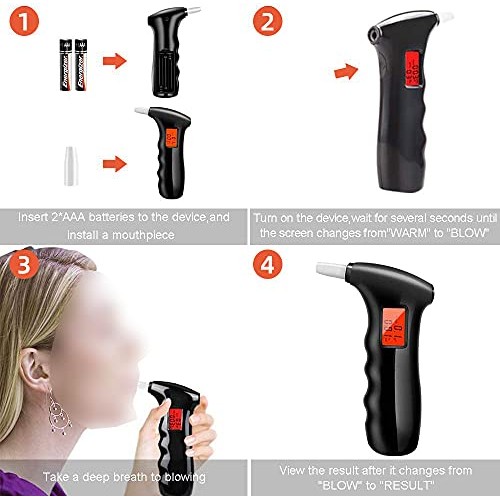 Portable Alcohol Tester, Professional Breathalyzer Digital LCD Display Auto P...