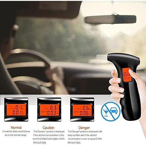 Portable Alcohol Tester, Professional Breathalyzer Digital LCD Display Auto P...