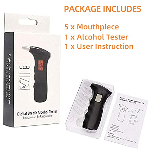 Portable Alcohol Tester, Professional Breathalyzer Digital LCD Display Auto P...
