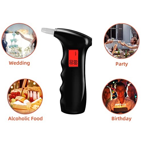 Portable Alcohol Tester, Professional Breathalyzer Digital LCD Display Auto P...