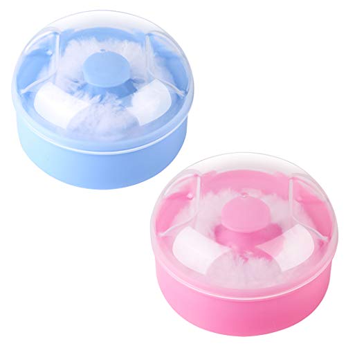 Arroyner 2Pcs Baby Body Cosmetic Powder Puff Body Powder Puff and Container C...