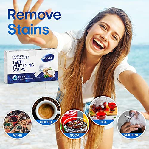 Teeth Whitening & Bright Strips, 32 White Strips Teeth Whitening Kit, Non-Sen...