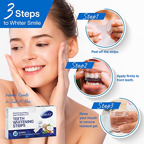 Teeth Whitening & Bright Strips, 32 White Strips Teeth Whitening Kit, Non-Sen...
