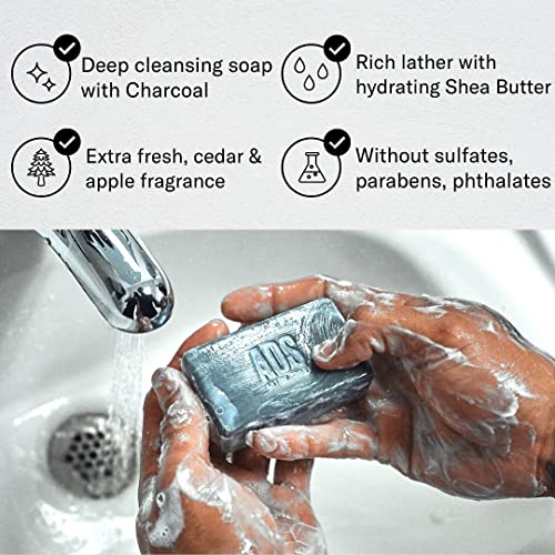 Art of Sport Men’s Bar Soap, Charcoal Activated Hand, Face and Body Soap, Fre...