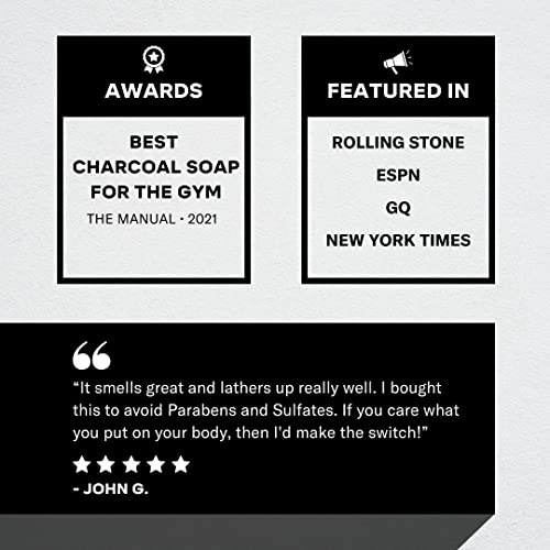 Art of Sport Men’s Bar Soap, Charcoal Activated Hand, Face and Body Soap, Fre...