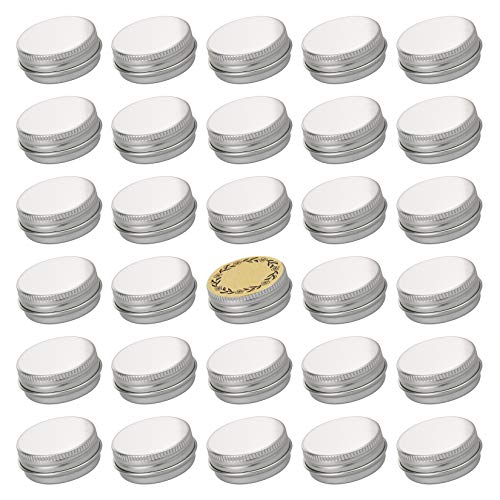 Screw Top Sliver Aluminum Tin Jar with Screw Lid and Blank Labels - 31pcs, 0....